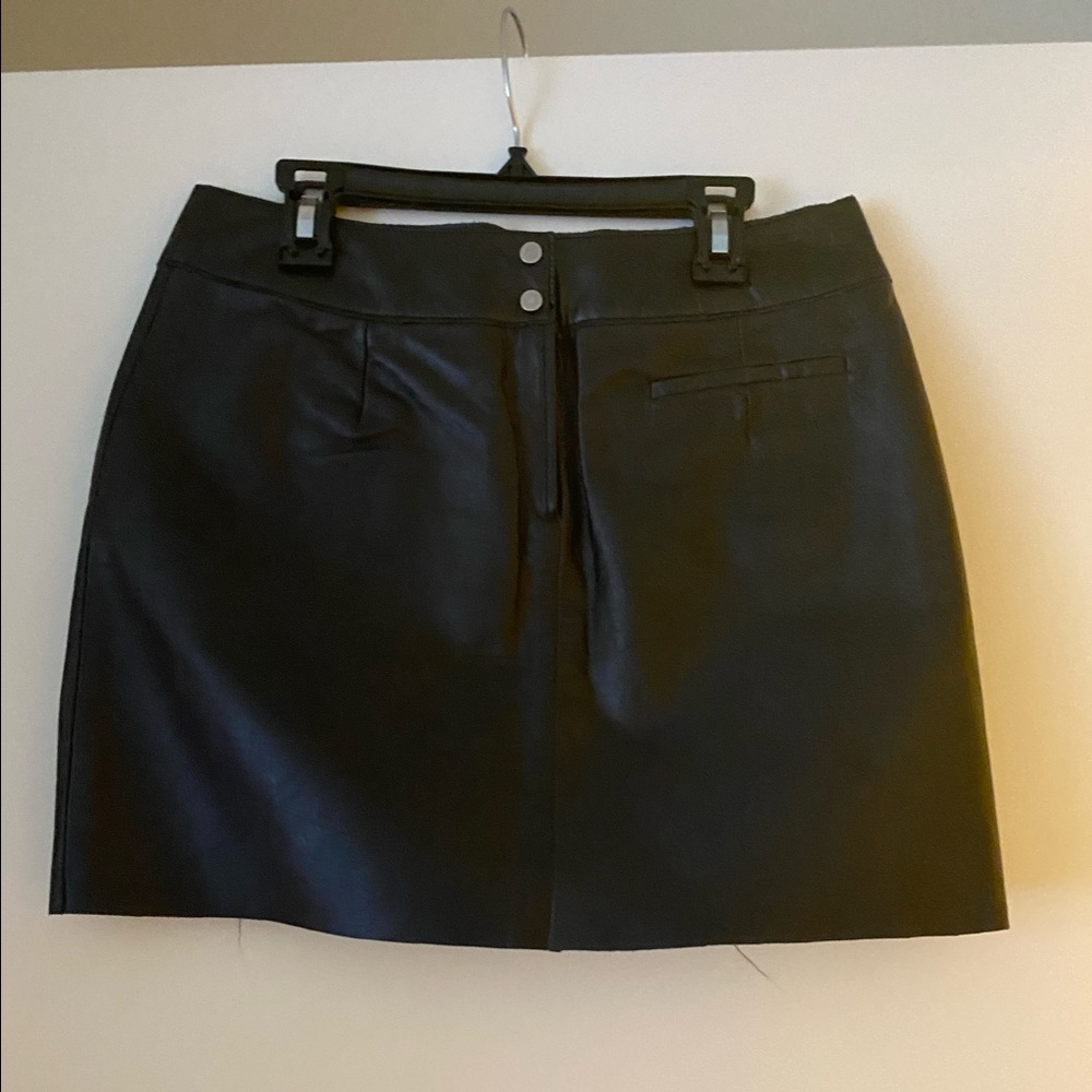 Black leather mini skirt. Real leather.
